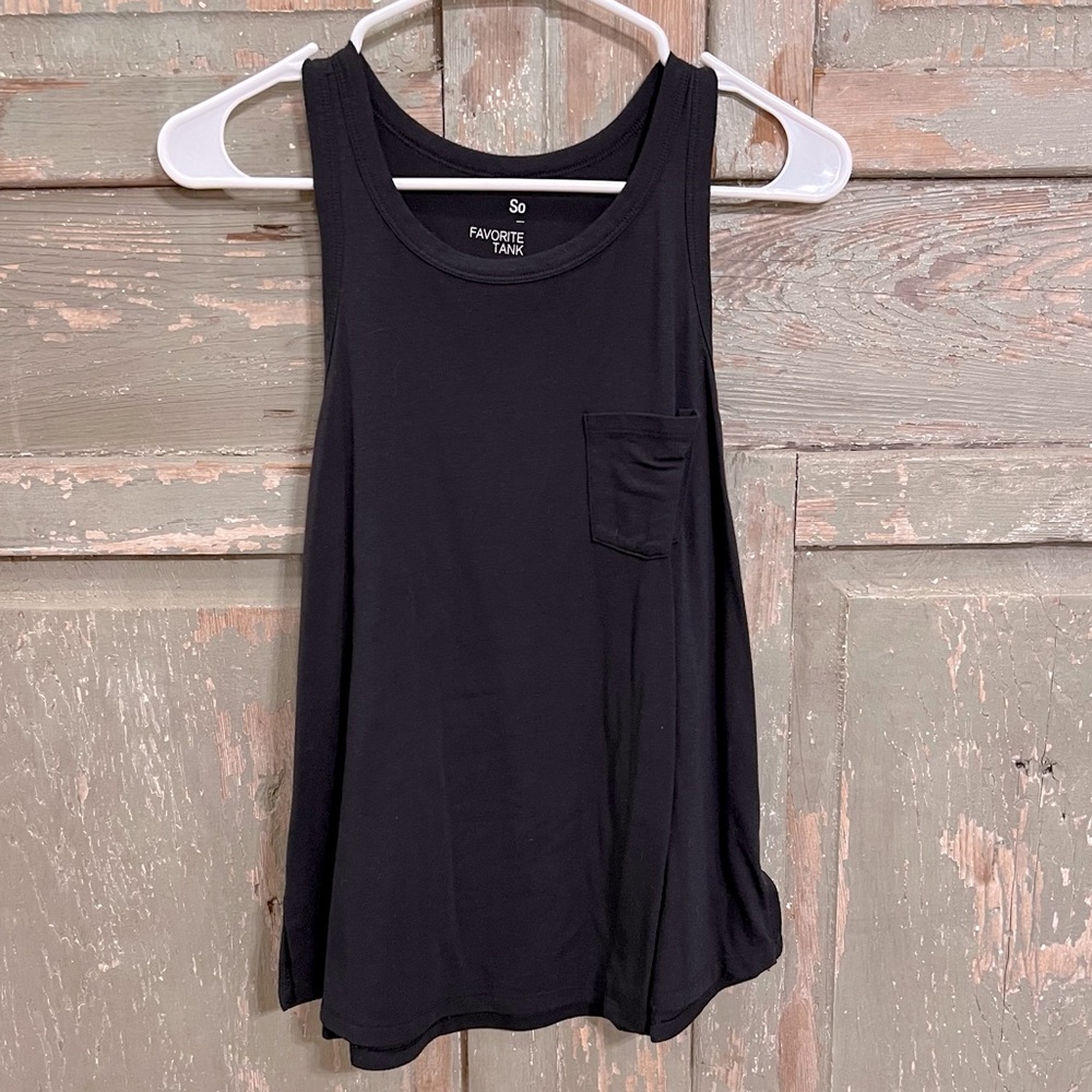 SO Black Pocket Tank Top